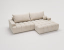 Designer Ecksofa Nemo in Stoff mit Schlaffunktion & Stauraum – Beige – Rechts