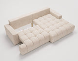 Designer Ecksofa Nemo in Stoff mit Schlaffunktion & Stauraum – Beige – Rechts