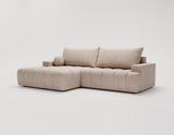 Designer Ecksofa Nemo in Stoff mit Schlaffunktion & Stauraum – Sand – Links