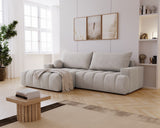 Designer Ecksofa Nemo in Stoff mit Schlaffunktion & Stauraum – Hellgrau – Links