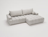 Designer Ecksofa Nemo in Stoff mit Schlaffunktion & Stauraum – Hellgrau – Rechts