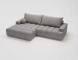 Designer Ecksofa Nemo in Stoff mit Schlaffunktion & Stauraum – Grau – Links