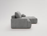 Designer Ecksofa Nemo in Stoff mit Schlaffunktion & Stauraum – Grau – Rechts