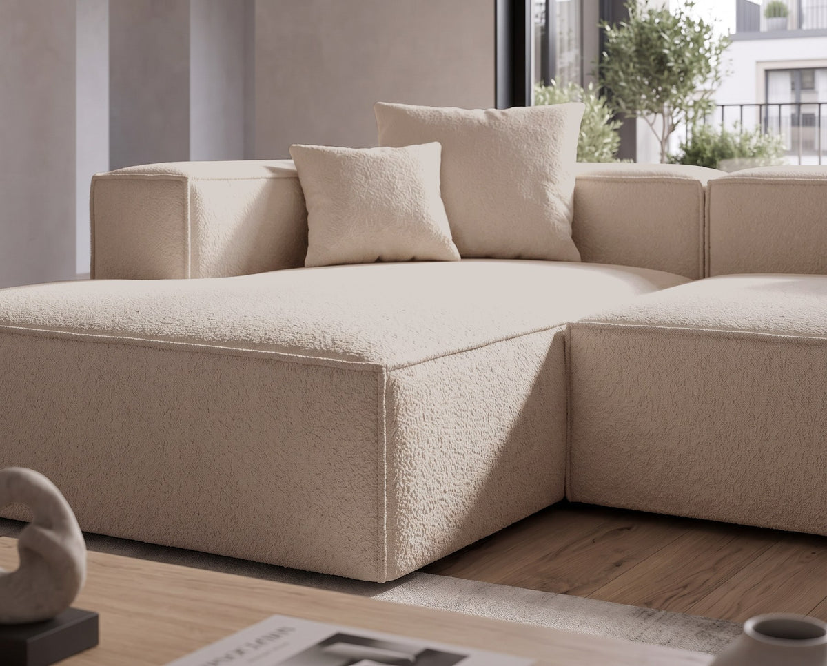 Designer Ecksofa Reno in Bouclé – Beige – Links