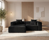 Designer Ecksofa Reno in Samt – Schwarz – Links