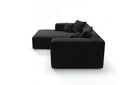 Designer Ecksofa Reno in Samt – Schwarz – Links