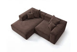 Designer Ecksofa Reno in Samt – Braun – Links