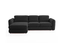 Designer Ecksofa Tino in Strukturstoff – Schwarz – Links