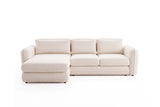 Designer Ecksofa Tino in Strukturstoff – Weiß – Links