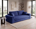 Designer 3 Sitzer Sofa Nilo in Samt mit Schlaffunktion & Stauraum – Blau