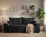 Designer 3 Sitzer Sofa Rego in Samt mit Schlaffunktion & Stauraum – Schwarz