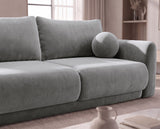 Designer 3 Sitzer Sofa Nora in Samt mit Schlaffunktion & Stauraum – Grau