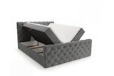 Boxspringbett Adora Samt mit Stauraum – Grau