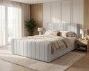 Boxspringbett Elin Samt mit Stauraum – Hellgrau
