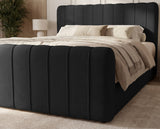 Boxspringbett Elin Samt mit Stauraum – Schwarz