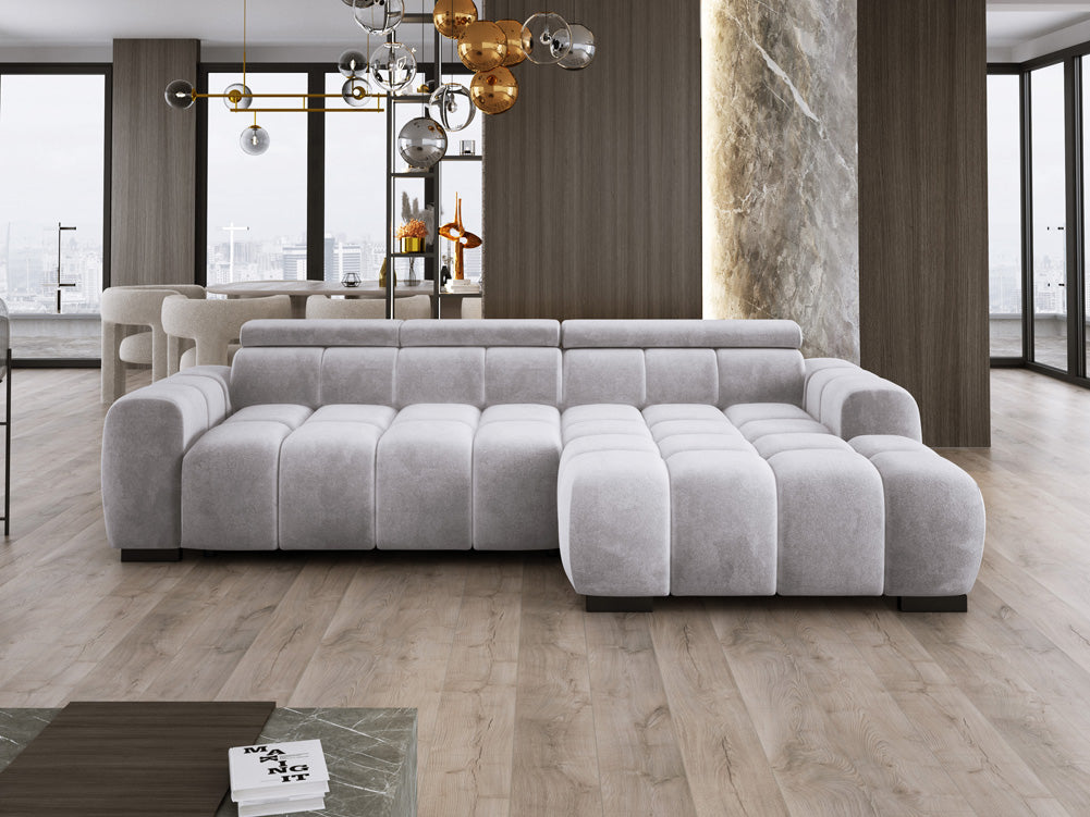 Canapé design Amalfi en Velours avec extension d’assise électrique