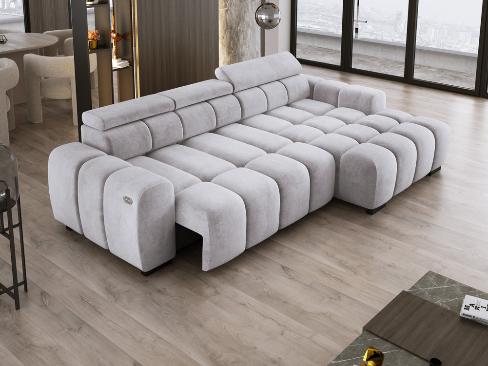 Canapé design Amalfi en Velours avec extension d’assise électrique