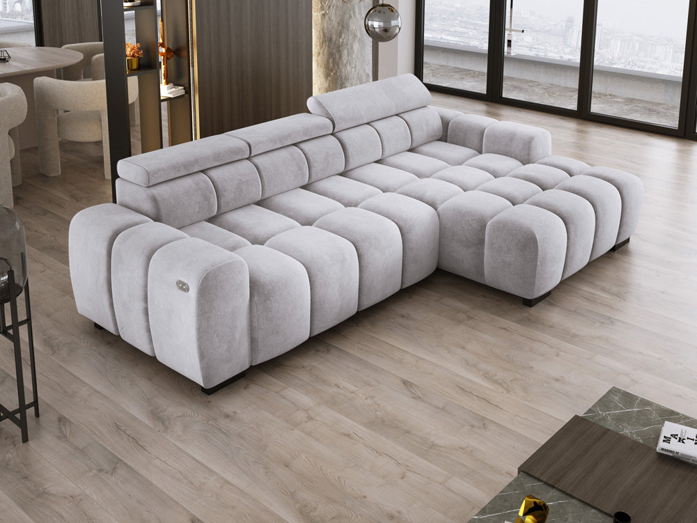 Canapé design Amalfi en Velours avec extension d’assise électrique
