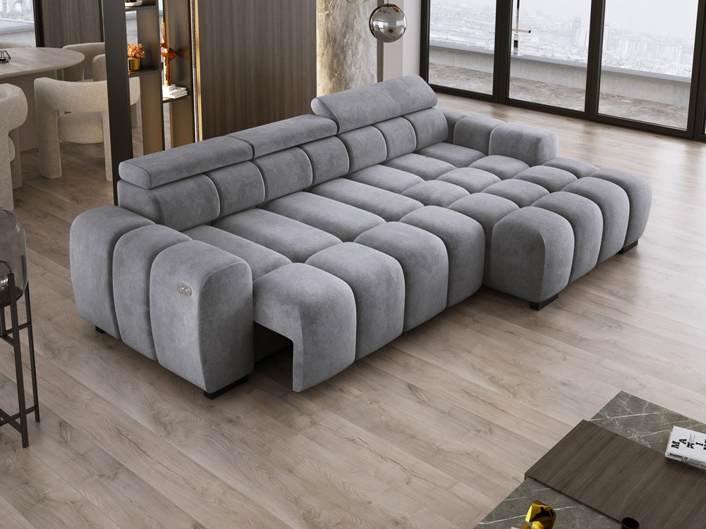 Canapé design Amalfi en Velours avec extension d’assise électrique