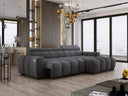 Designer Ecksofa Amalfi in Samt mit elektrischer Sitzerweiterung