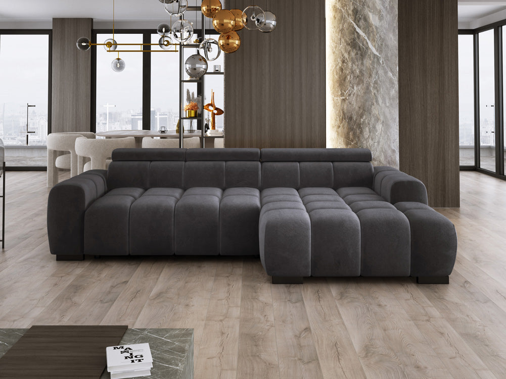 Canapé design Amalfi en Velours avec extension d’assise électrique