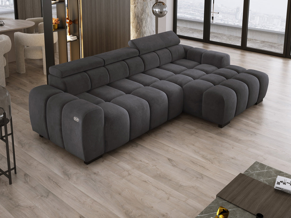 Canapé design Amalfi en Velours avec extension d’assise électrique