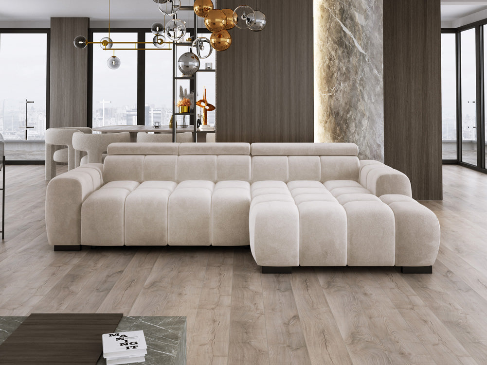 Canapé design Amalfi en Velours avec extension d’assise électrique