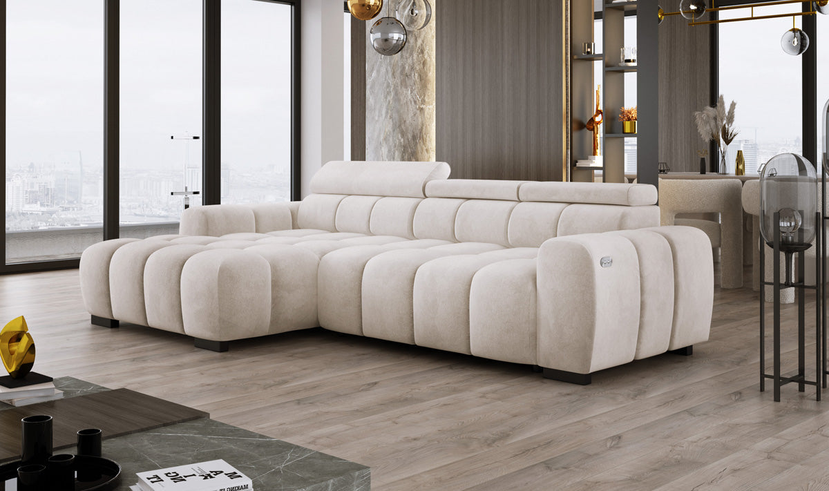 Canapé design Amalfi en Velours avec extension d’assise électrique
