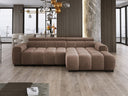 Designer Ecksofa Amalfi in Samt mit elektrischer Sitzerweiterung