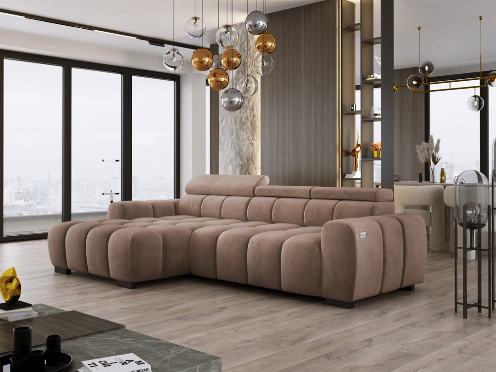 Canapé design Amalfi en Velours avec extension d’assise électrique