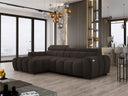 Designer Ecksofa Amalfi in Samt mit elektrischer Sitzerweiterung