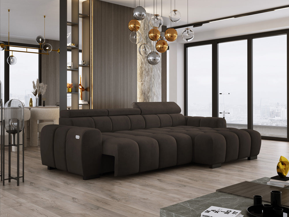 Canapé design Amalfi en Velours avec extension d’assise électrique