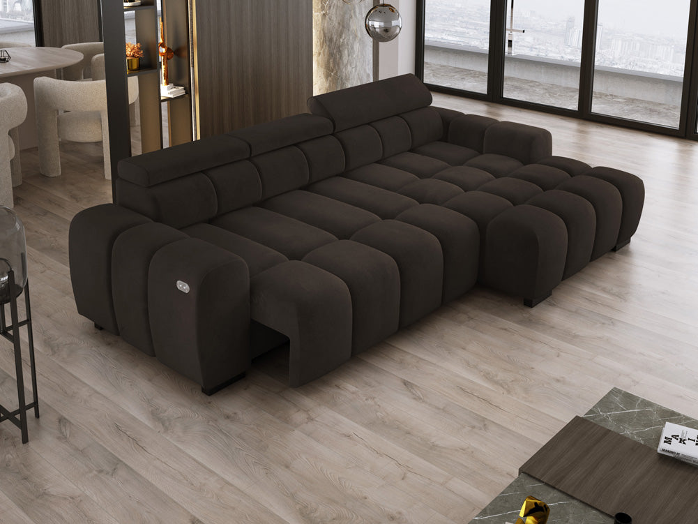 Canapé design Amalfi en Velours avec extension d’assise électrique
