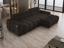 Designer Ecksofa Amalfi in Samt mit elektrischer Sitzerweiterung