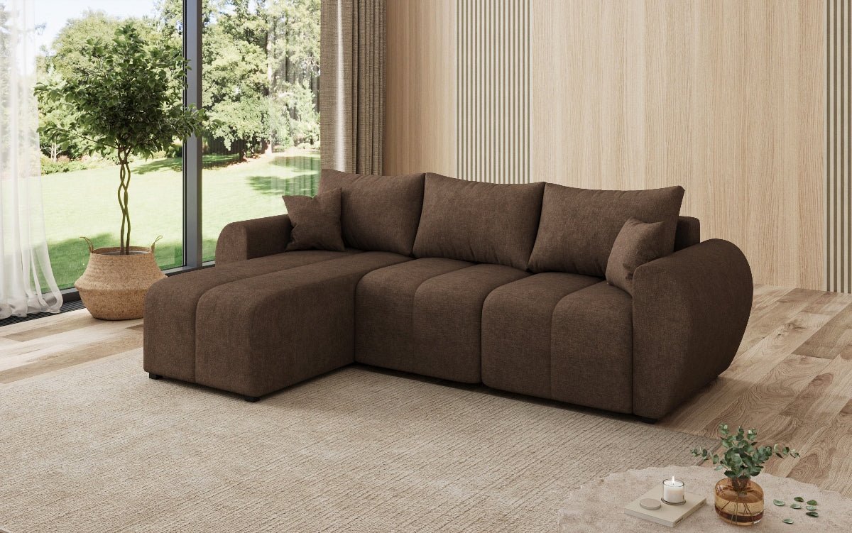 Designer Sofa Sorella L mit Schlaf- und Klappfunktion in Stoff