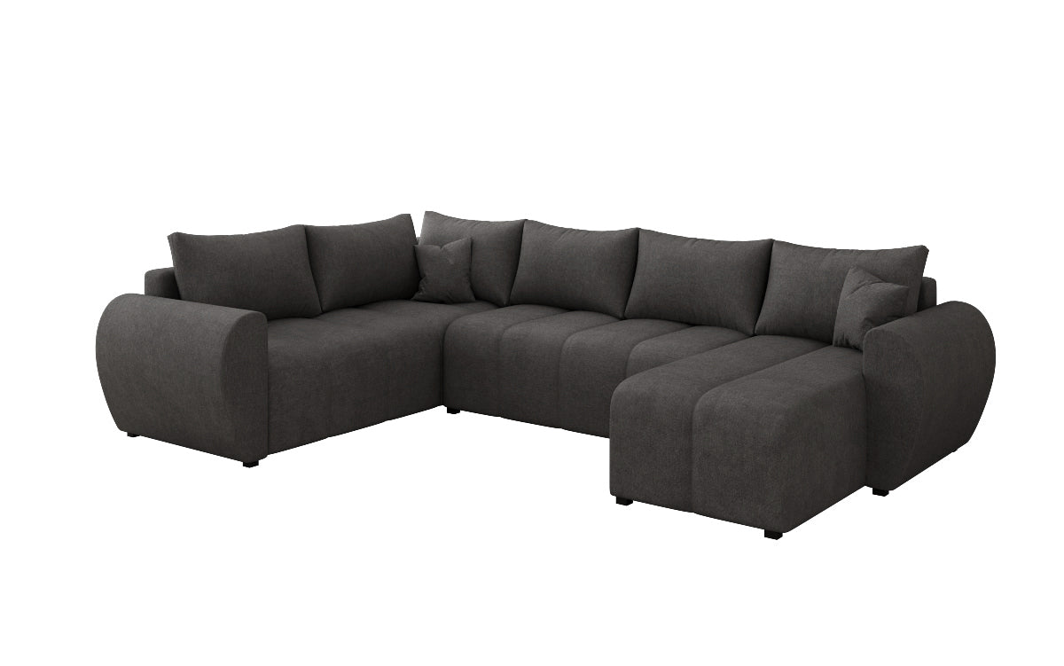 Designersofas Sorella U mat Schloof- a Klappfunktioun a Stoffer