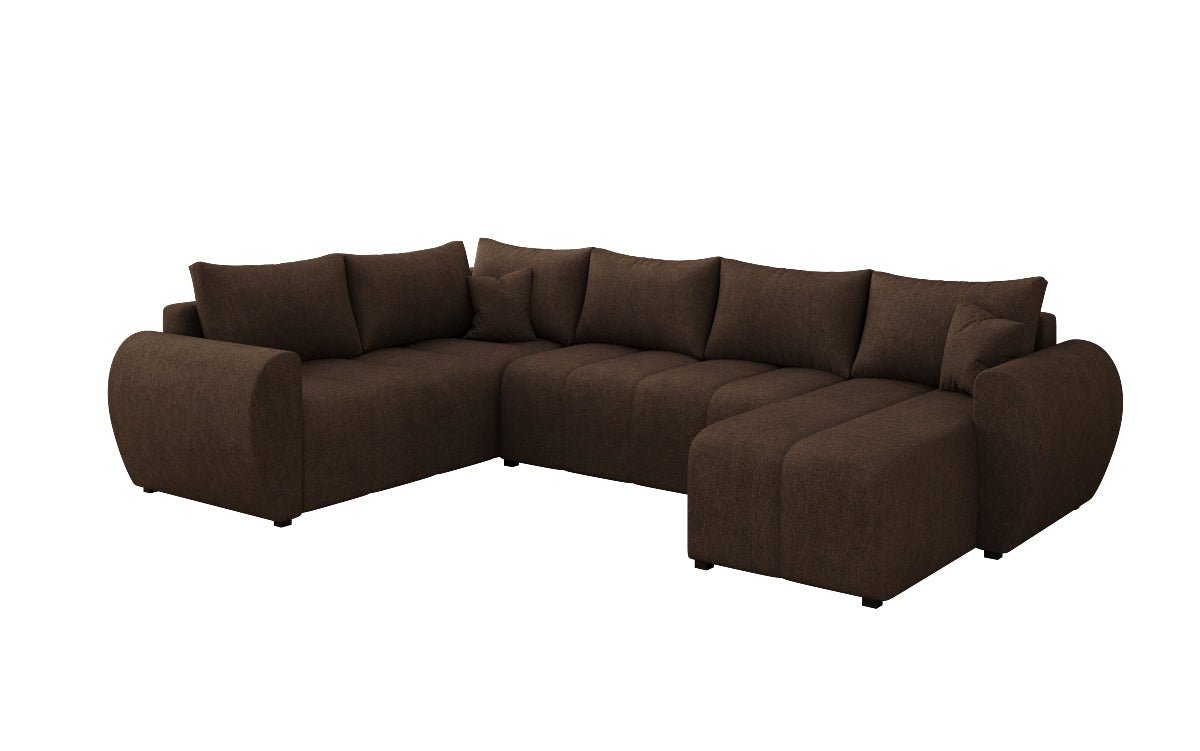 Designersofas Sorella U mat Schloof- a Klappfunktioun a Stoffer