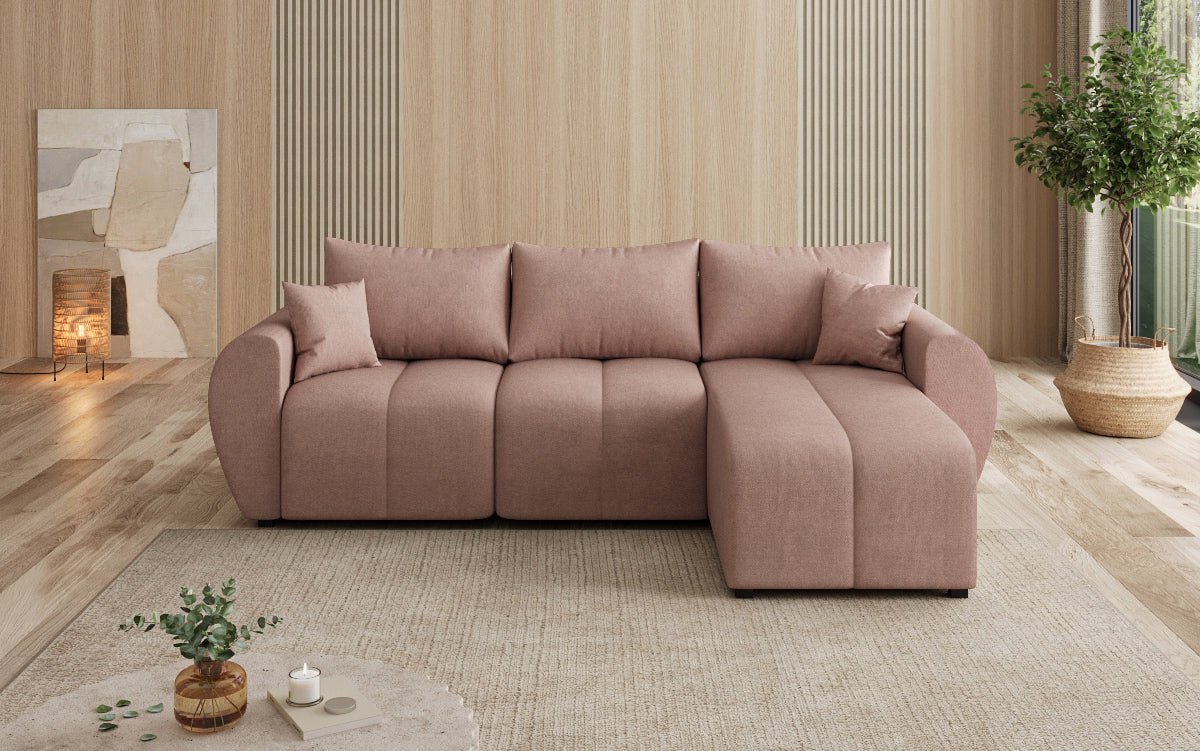 Designer Sofa Sorella L mit Schlaf- und Klappfunktion in Stoff