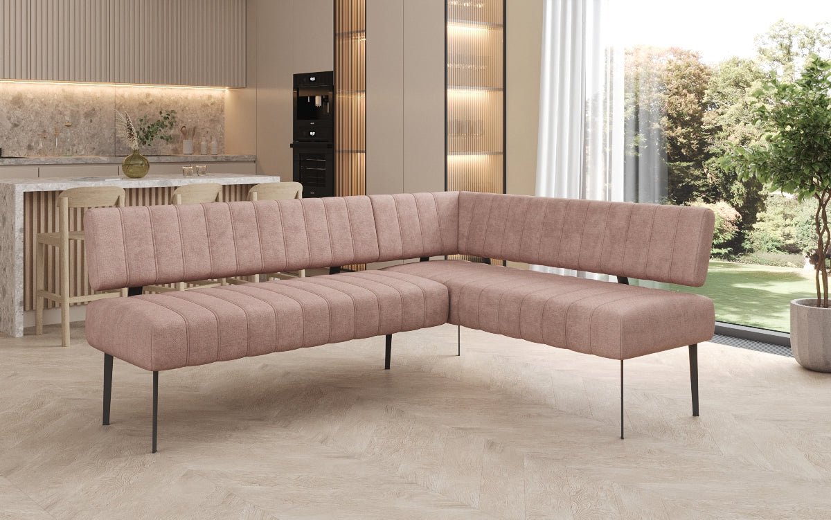 Banquette de salle à manger Montero rembourrée en tissu robuste avec pieds en métal