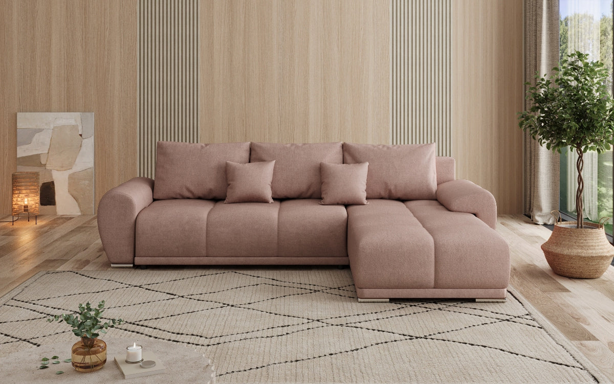 Canapé design Leni L avec fonction couchage et rabattable en tissu