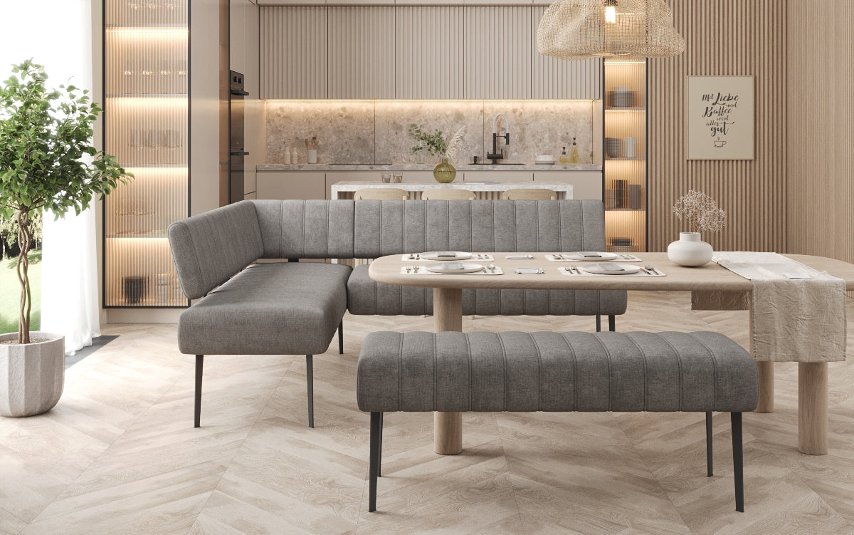 Montero Dining Bench Set made of Durable Fabric with Metal Legs