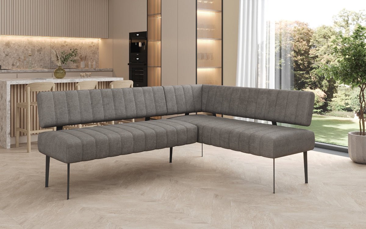 Banquette de salle à manger Montero rembourrée en tissu robuste avec pieds en métal