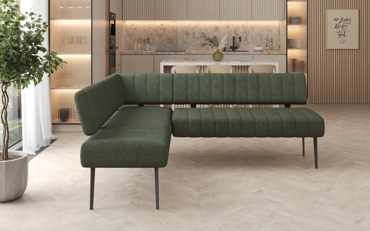 Banquette de salle à manger Montero rembourrée en tissu robuste avec pieds en métal