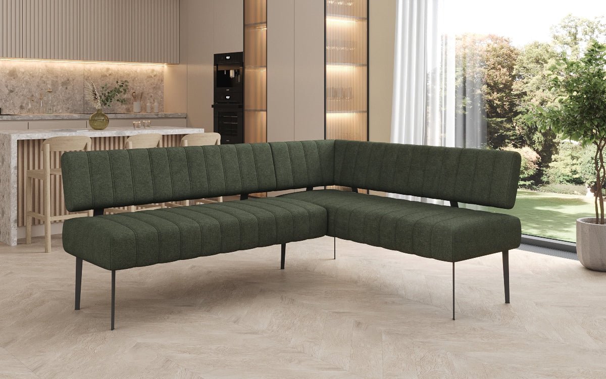 Banquette de salle à manger Montero rembourrée en tissu robuste avec pieds en métal