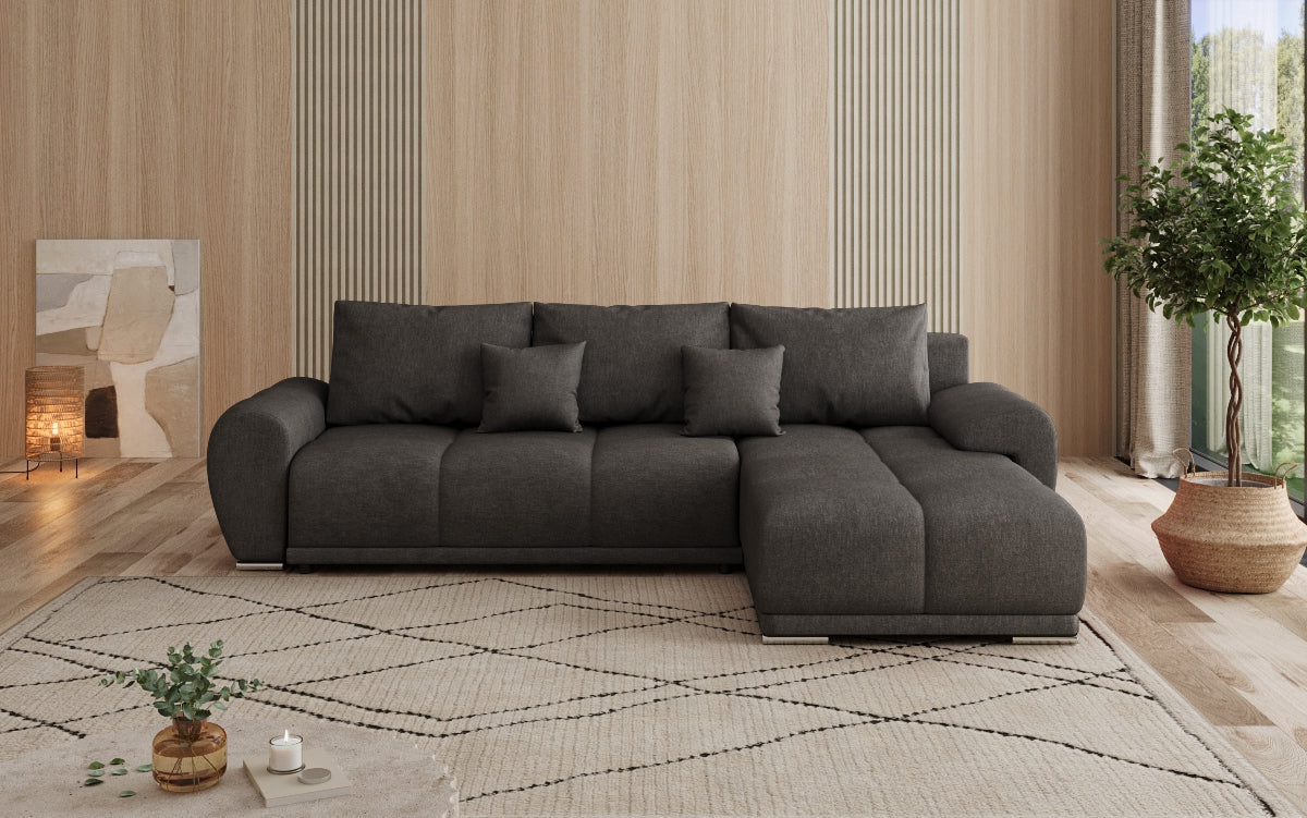 Canapé design Leni L avec fonction couchage et rabattable en tissu