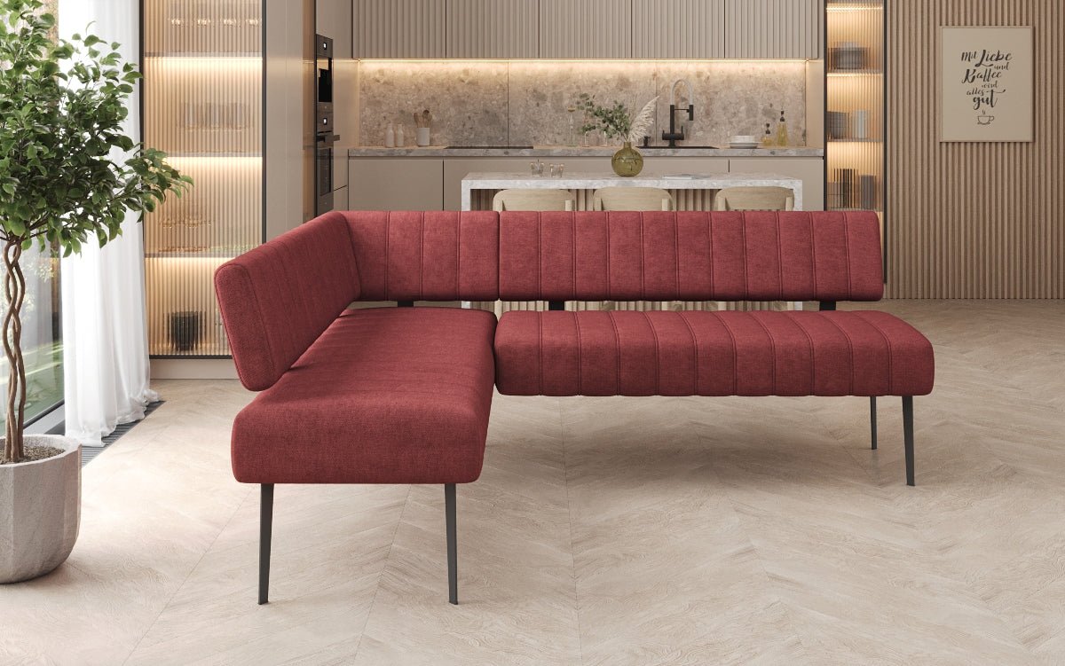 Banquette de salle à manger Montero rembourrée en tissu robuste avec pieds en métal