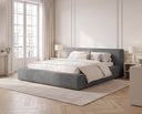 Designer Polsterbett Theo in Cord mit Stauraum – Grau