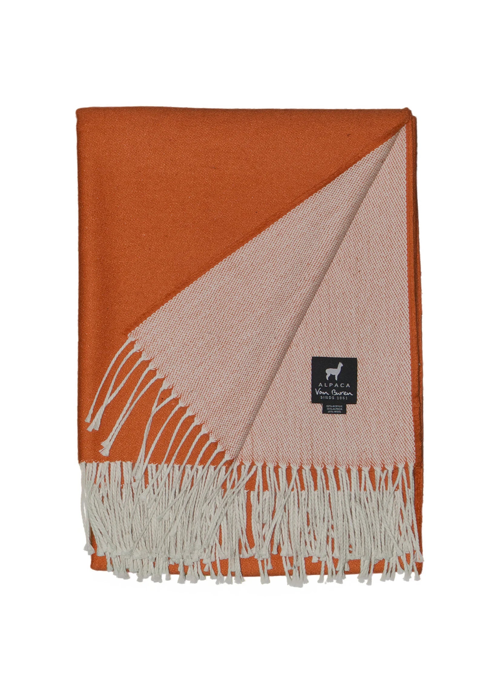 Couverture légère en alpaga Noria - Laine d'alpaga pure en Orange - 175x135 cm
