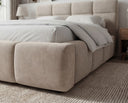 Designer Polsterbett Vero in Samt mit Stauraum – Beige