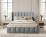 Designer Polsterbett Viola in Samt – Grau